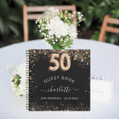 ゲストブック50th誕生日ブラック金ゴールドグリッター名 ノートブック