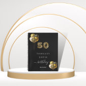 ゲストブック50th誕生日ブラック金ゴールドヒョウ動物 ノートブック