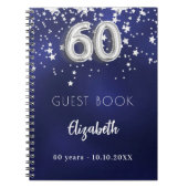 ゲストブック60th誕生日ネイビーブルーシルバーの星 ノートブック (正面)
