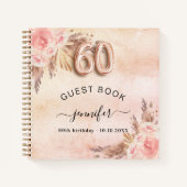 ゲストブック60th誕生日パンパスグラスバラ金ゴールド ノートブック (正面)