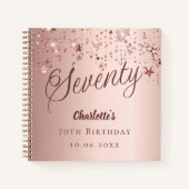 ゲストブック70th誕生日バラ金ゴールドスター ノートブック (正面)