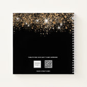 ゲストブック70th誕生日ブラック金ゴールドグリッター名 ノートブック (裏面)