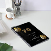 ゲストブック70th誕生日ブラック金ゴールドヒョウ動物 ノートブック