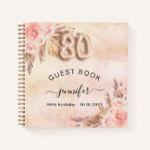 ゲストブック80th誕生日パンパスグラスバラ金ゴールド ノートブック (正面)