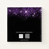 ゲストブック80th誕生日ブラックパープルグリッター名 ノートブック (裏面)