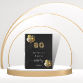 ゲストブック80th誕生日ブラック金ゴールドヒョウ動物 ノートブック