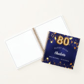 ゲストブック80th birthday navy blue金ゴールド星 ノートブック (内部)