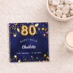 ゲストブック80th birthday navy blue金ゴールド星 ノートブック<br><div class="desc">ネイビスタイリッシューブルー、金ゴールド星の色の不フェイク揃い。名前と文字の追加年齢番号はバ書ロンスタイルフォントで。</div>