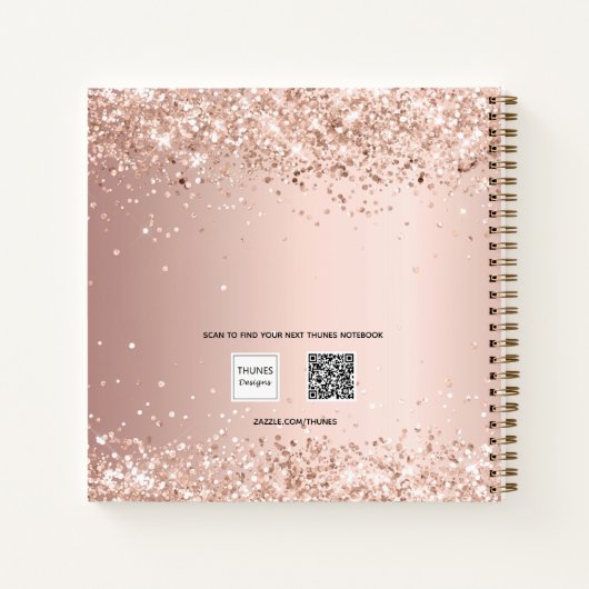 ゲストブック90th誕生日バラ金ゴールドグリッター赤面 ノートブック (裏面)