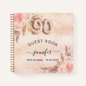 ゲストブック90th誕生日パンパスグラスバラ金ゴールド ノートブック (正面)