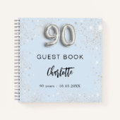 ゲストブック90th誕生日ライトブルーシルバー ノートブック (正面)