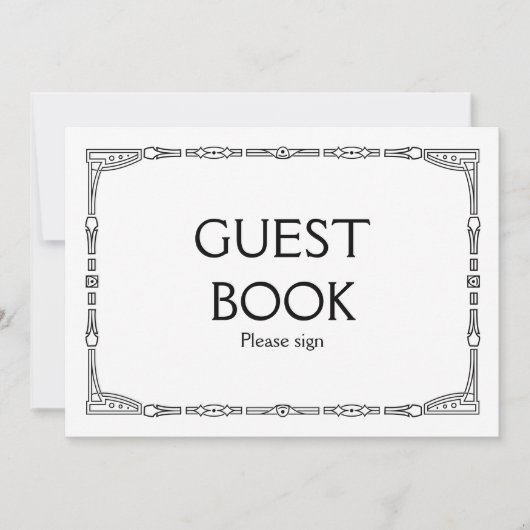 「ゲストブック」アートデコスタイルの結婚式看板 招待状 (正面)