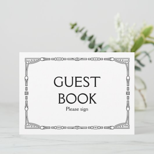 「ゲストブック」アートデコスタイルの結婚式看板 招待状 (スタンド正面)