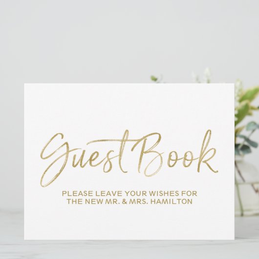 ゲストブック ウェディングサイン | おしゃれなゴールドレター (スタンド正面)