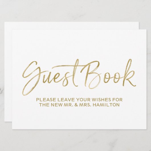 ゲストブック ウェディングサイン | スタイリッシュなゴールドレター (正面/裏面)