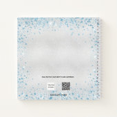 ゲストブック ウェディング シルバー ブルー グリッター ノートブック (裏面)