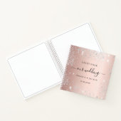 ゲストブック ウェディング ローズゴールド シルバー グリッター ブラッシュ ノートブック (内部)