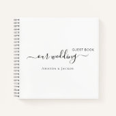 ゲストブック ウェディング 白 黒 名前 現代 ノートブック (正面)