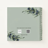 ゲストブック オリーブの葉 グリーン Mr. Mrs. ウェディング ノートブック (裏面)