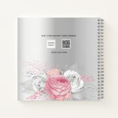 ゲストブック《キリスト教》洗礼式や命名式シルバーピンクの女の子花 ノートブック (裏面)