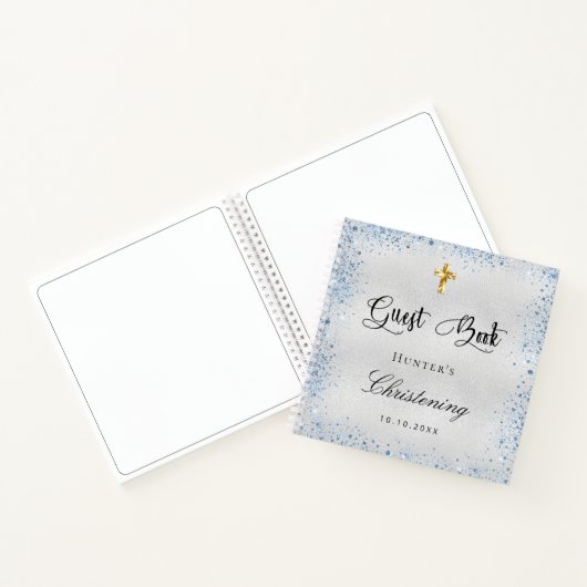 ゲストブック《キリスト教》洗礼式や命名式シルバーブルーボーイ名 ノートブック (内部)