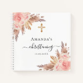 ゲストブック《キリスト教》洗礼式や命名式パンパスグラスバラ赤面 ノートブック (正面)