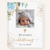 ゲストブック《キリスト教》洗礼式や命名式フォトブルーフローラボーイ ノートブック (正面)