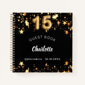 ゲストブック  キンセアニェラ ブラック ゴールド スターズ ノートブック (正面)