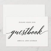 ゲストブック サイン - モダン スクリプト 招待状 (正面/裏面)