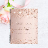 ゲストブック バースデー ローズゴールド ブラッシュ グリッター 名前 ノートブック