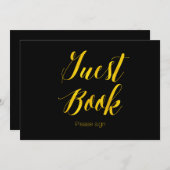 「ゲストブック」フォイルゴールド シックな結婚式の看板 招待状 (正面/裏面)