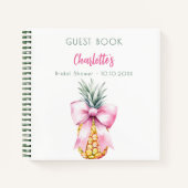 ゲストブック  ブライダルシャワー ピンクの蝶結び パイナップル ノートブック (正面)