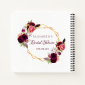 ゲストブック ブライダルシャワー フラワーズ バーガンディー ホワイト ノートブック (裏面)