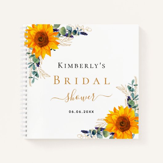ゲストブック ブライダルシャワー ユーカリ ひまわり ノートブック (正面)