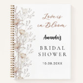 ゲストブック ブライダルシャワー ワイルドフラワー ベージュ クリーム ノートブック (正面)