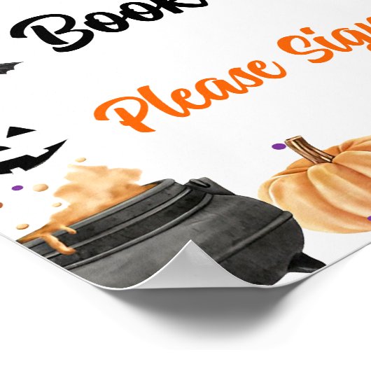 「ゲストブック」ブー黒猫ハロウィーンの看板 ポスター (角)