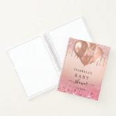 ゲストブック ベビーシャワー ローズゴールド グリッター ブラッシュ ノートブック (内部)