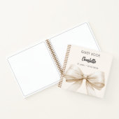 ゲストブック ベージュ クリーム リボン 誕生日 ノートブック (内部)