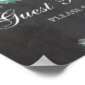 ゲストブック。ミントの多肉植物。黒板ウェディング ポスター (角)