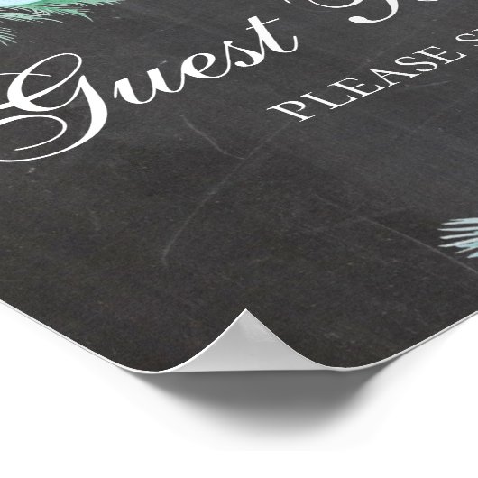 ゲストブック。ミントの多肉植物。黒板ウェディング ポスター (角)