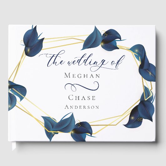 ゲストブック モダン ディープインディゴブルー ゴールド (正面)