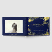 ゲストブック ユニーク テクスチャ ネイビーブルー ホイル  ゲストブック (全面)