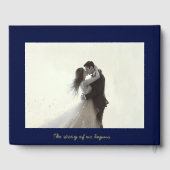 ゲストブック ユニーク テクスチャ ネイビーブルー ホイル  ゲストブック (裏面)