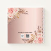 ゲストブック ローズゴールド フラワーズ パンパス ブライダルシャワー ノートブック (裏面)