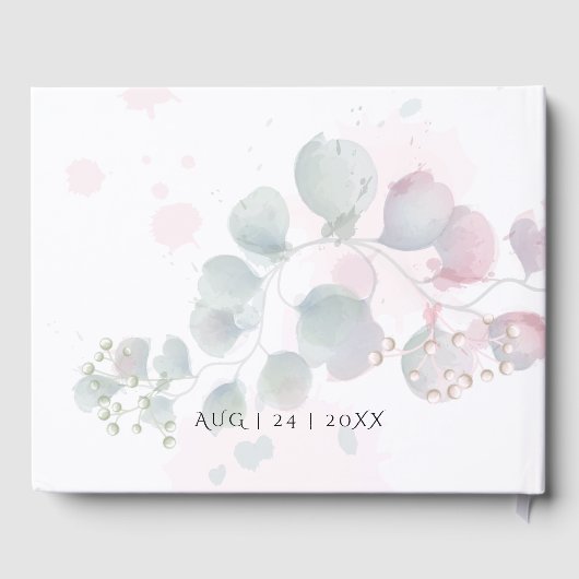 ゲストブック |春の水彩ユーカリ葉 (裏面)