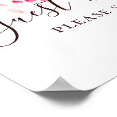 ゲストブック。水彩ピンクの花のスクリプト ウェディング ポスター (角)