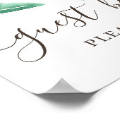 ゲストブック。水彩画のグリーンと森林のウェディング ポスター (角)