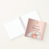 ゲストブック 洗礼 ローズゴールド フラワーズ シルバー ノートブック (内部)