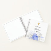 ゲストブック 洗礼 青い少年 花 クロス エレガント ノートブック (内部)