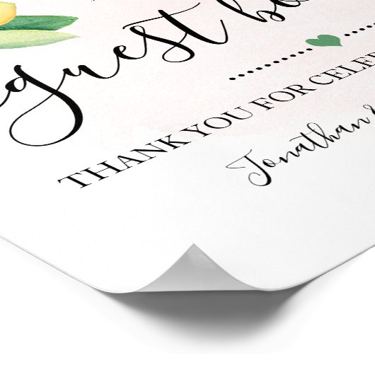 ゲストブック 署名 ウェディング レセプション レモン ピンク (角)